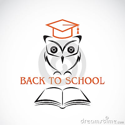 Vector image of an owl with college hat and book Vector Illustration