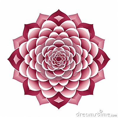 Red Lotus Flower: Minimalistic Mandalas Pattern On White Background Stock Photo