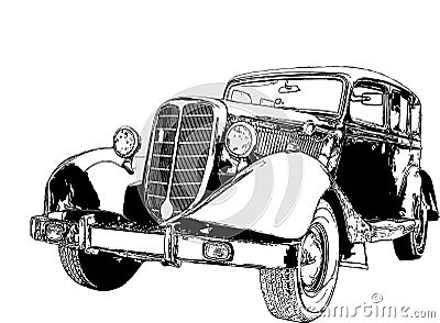 Vector image of retro car at the 40s of the 20th century Vector Illustration