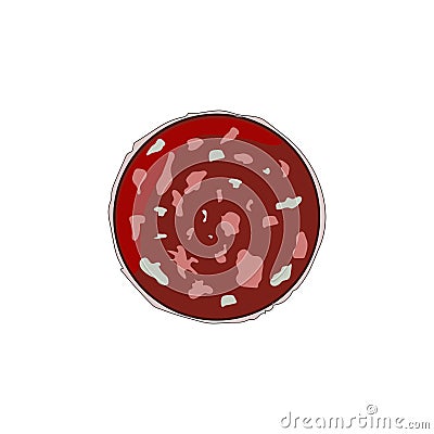 Vector image of salami slice in the technique of flat drawing Stock Photo