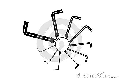Set of allen wrench key isolated on white Vector Illustration