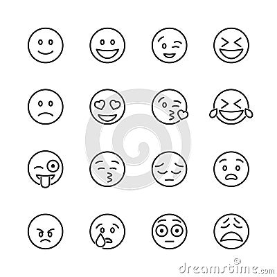 Vector image set emoticons line icons Stock Photo