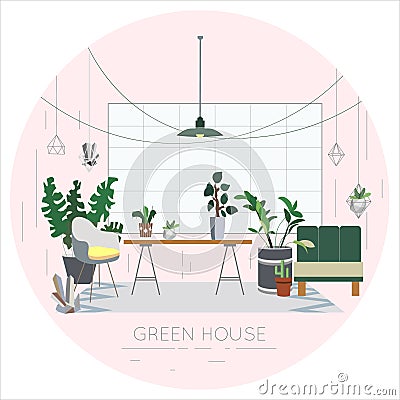 Vector image. Set of home flowers in pots. House plants. Vector Illustration