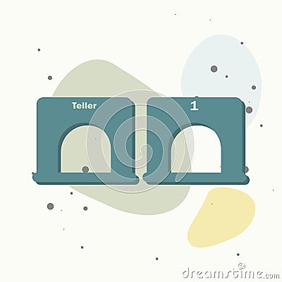 Vector image set teller window on multicolored background Vector Illustration