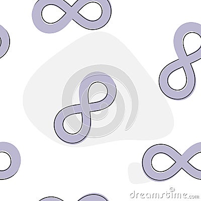 Vector image sign of infinit cartoon style on seamless pattern on a white background Vector Illustration