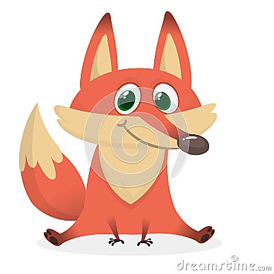 Vector image of smiling orange cartoon fox. Vector Illustration