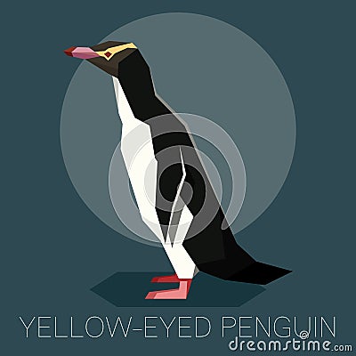 Flat Yellow-eyed penguin Vector Illustration