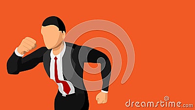 Vector image of a well-dressed male running close-up. blank background. Eps10 Vector Illustration