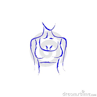 Vector image of a woman`s body. Beautiful shape. Turn right. Female bust. . Drawing paint Stock Photo