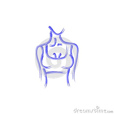 Vector image of a woman`s body. Beautiful shape. Turn right. Female bust. . Drawing paint Stock Photo