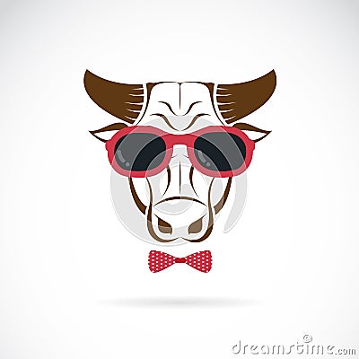 Vector images of bull wearing sunglasses Vector Illustration