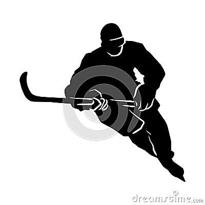 hockey player silhouette. silhouette of hockey player gestures, poses, expressions Vector Illustration