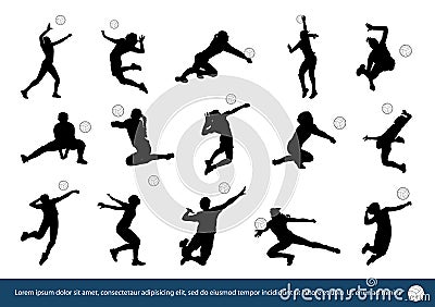 Volleyball players silhouette vector images Vector Illustration