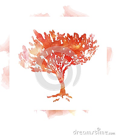 Vector imitation watercolors - autumn trees Vector Illustration