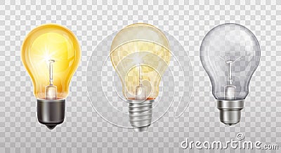 Vector incandescent lamps, electric light bulbs Vector Illustration