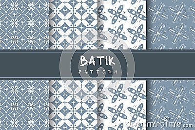indonesia batik pattern. set of four seamless patterns in indonesia vintage batik Vector Illustration