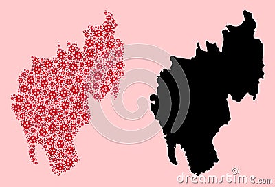 Vector Mosaic Map of Tripura State of Coronavirus Items and Solid Map Vector Illustration