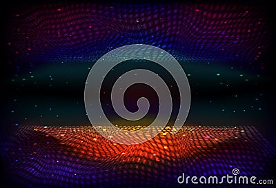 Vector infinite space background. Matrix of glowing stars with illusion of depth and perspective. Stock Photo