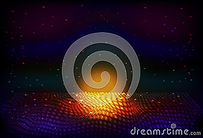 Vector infinite space night background. Matrix of glowing stars with illusion of depth and perspective. Stock Photo