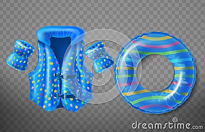 Vector inflatable swim ring, life vest, armbands Vector Illustration