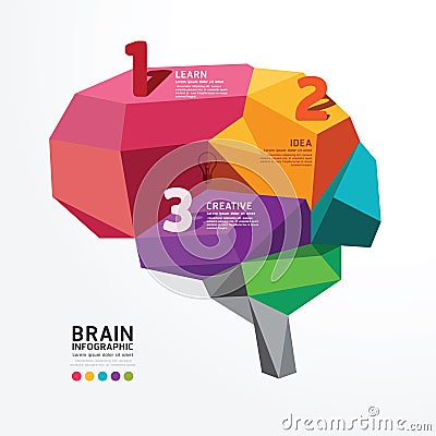 Vector infographic Brain Design Conceptual Polygon Style. Vector Illustration