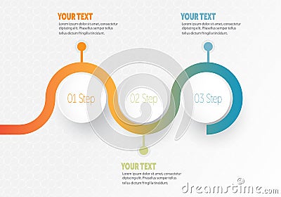 Vector infographic Business element for timeline with 3 steps labels circle ring Vector Illustration