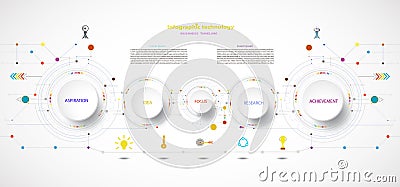 Vector infographic timeline technology template with 5 step. Cartoon Illustration