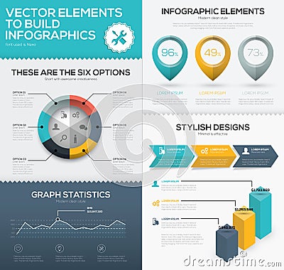 Vector infographic chart elements to business data visualization Vector Illustration