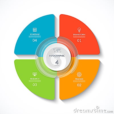 Vector infographic circle. Cycle diagram with 4 options. Vector Illustration