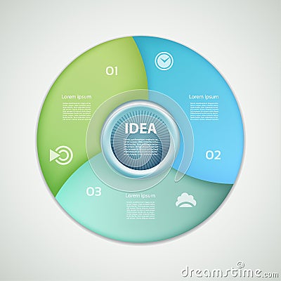 Vector infographic circle. Template for graph, cycling diagram, round chart, workflow layout, number options, web design. 3 Vector Illustration