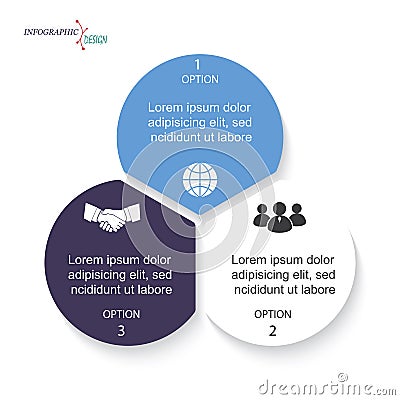 Vector infographic circles business template with three segments Vector Illustration