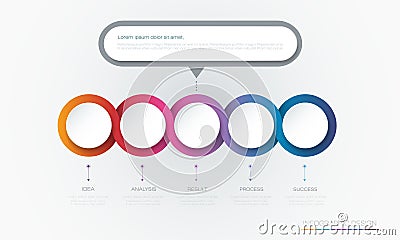 Vector Infographic 3d circle label template design.Infograph with 5 number options or steps. Vector Illustration