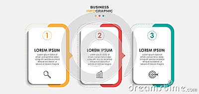 Vector Infographic design business template with icons and 3 options or steps. Can be used for process diagram, presentations, Vector Illustration