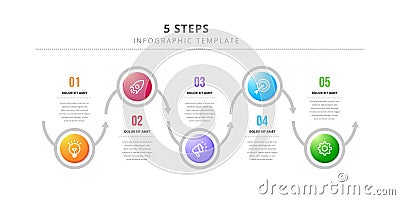 Vector infographic design template with 6 steps workflow Vector Illustration