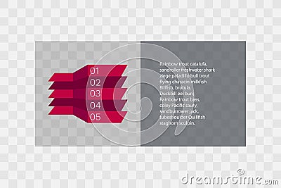 Vector infographic elements for business plan, progress, development, growth, web design, template, sample text. 1 2 3 4 5 steps Vector Illustration