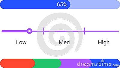 Vector infographic elements are showing progress with colorful diagrams, statistics dashboard chart, from low to high Stock Photo
