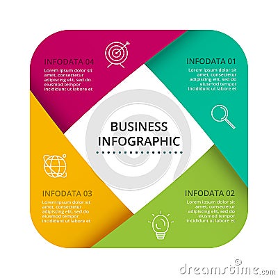 Vector Infographic label design with icons and 4 options or steps. Infographics for business concept for presentations Vector Illustration