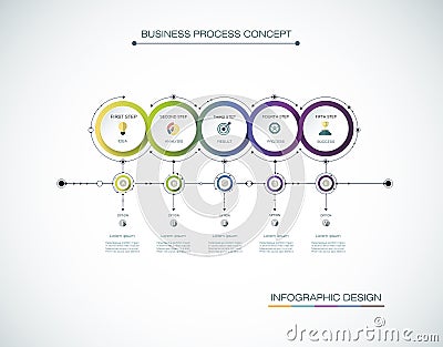 Vector Infographic label design with icons and 5 options or steps. Infographics for business concept. Vector Illustration