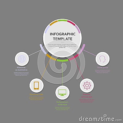 Vector infographic pattern with three-dimensional paper label, integrated circles. Vector Illustration