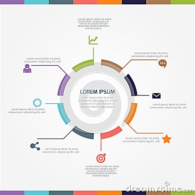 Vector Infographic report template made from lines and icons Stock Photo