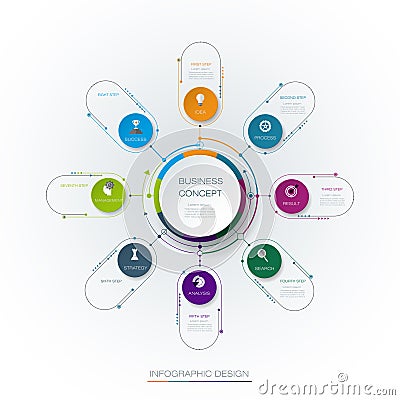 Vector infographic template with 3D paper label, integrated circles Vector Illustration