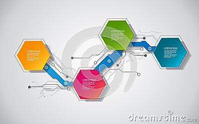 Vector infographic template with 3D paper label, integrated circles. Can be used for workflow layout, diagram, business step optio Vector Illustration