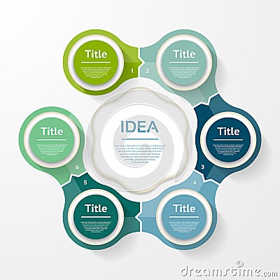 Vector infographic template for diagram, graph, presentation and chart. Business concept with 6 options, parts, steps or processes Vector Illustration