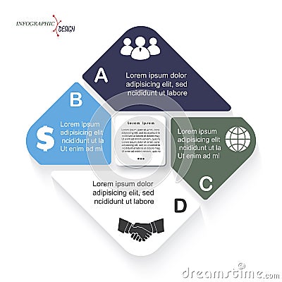 Vector infographic template with four segments Vector Illustration