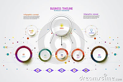 Vector infographic timeline technology template with 3 step. Vector Illustration