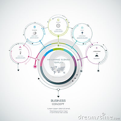 Vector infographics 3D circle label with arrows sign and 3 options Vector Illustration