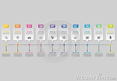 Vector Infographics Elements Template Design . Business Data Visualization Timeline with Marketing Icons most useful can be used f Vector Illustration
