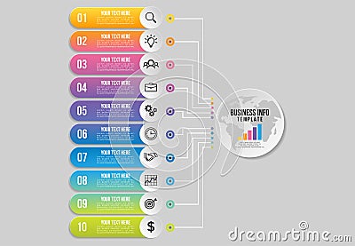 Vector Infographics Elements Template Design . Business Data Visualization Timeline with Marketing Icons most useful can be used f Vector Illustration