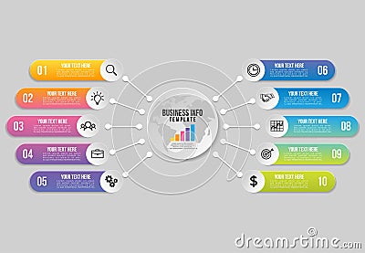 Vector Infographics Elements Template Design . Business Data Visualization Timeline with Marketing Icons most useful can be used f Vector Illustration
