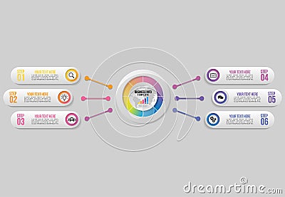 Vector Infographics Elements Template Design with options steps. Business Data Visualization Timeline with Marketing Icons Vector Illustration